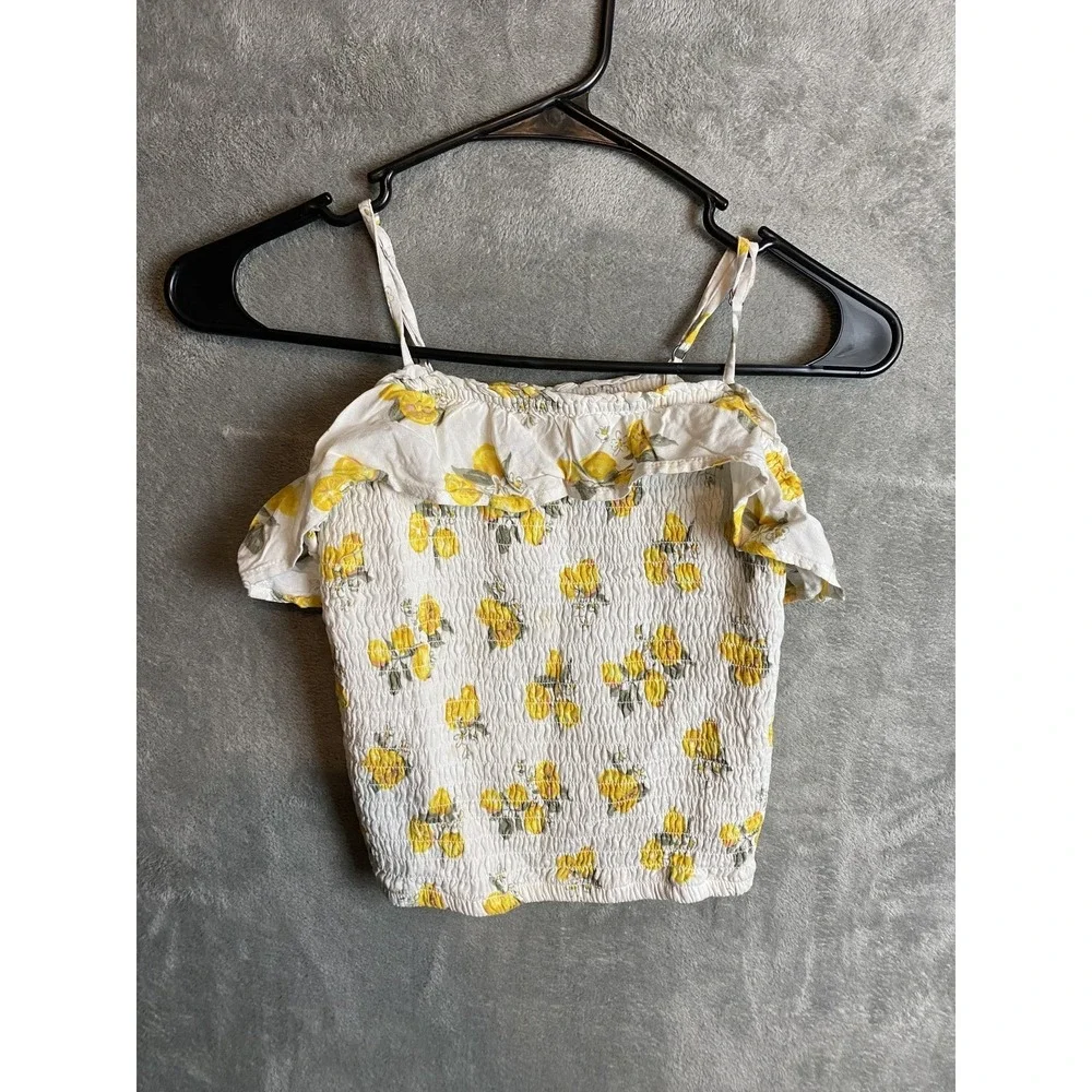 Abercrombie Kids 9/10 Floral Yellow Ruffle Sleeveless Top